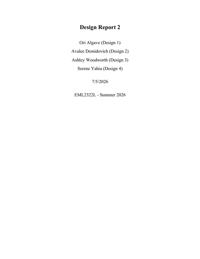 First page of Air-Engine Mixer, Design Report 2 (Concept Selection & Decision Matrices)