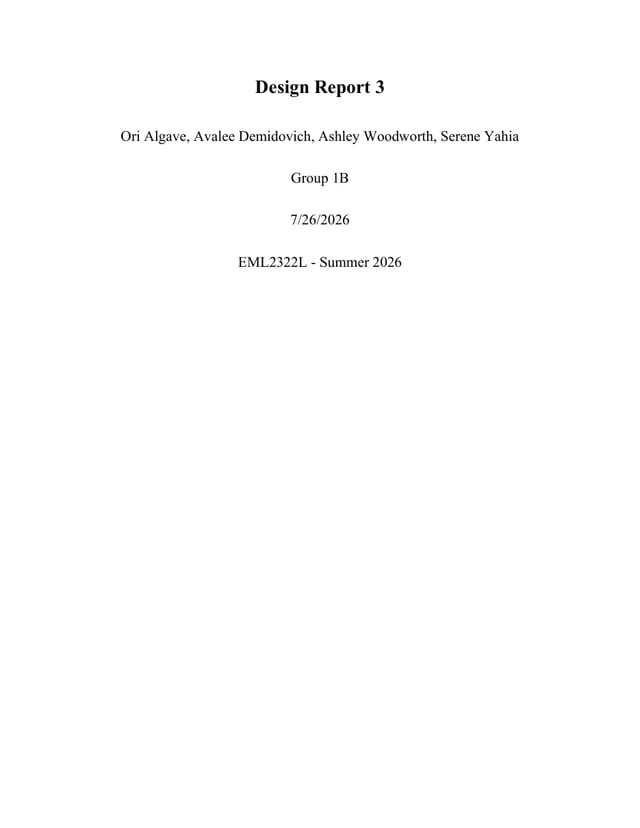 First page of Air-Engine Mixer, Design Report 3 (Final Engineering Documentation & DFM)
