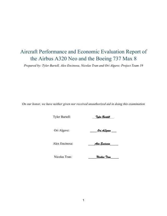 First page of Aircraft Performance Analysis