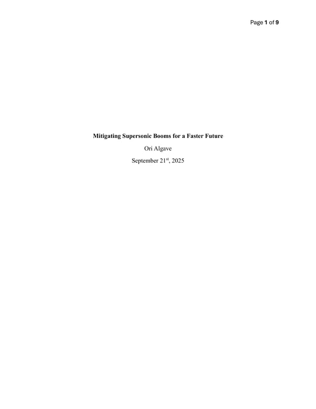 First page of Supersonic Boom Mitigation for Commercial Supersonic Travel