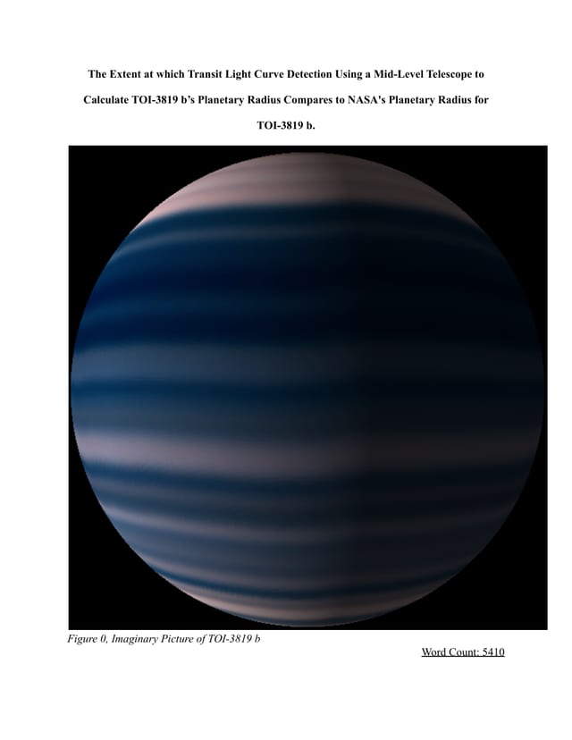 First page of TOI-3819b Exoplanet Characterization