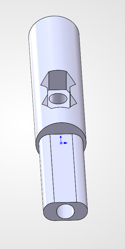 CAD close-up of the adapter designed for FASt Lab water tunnel testing