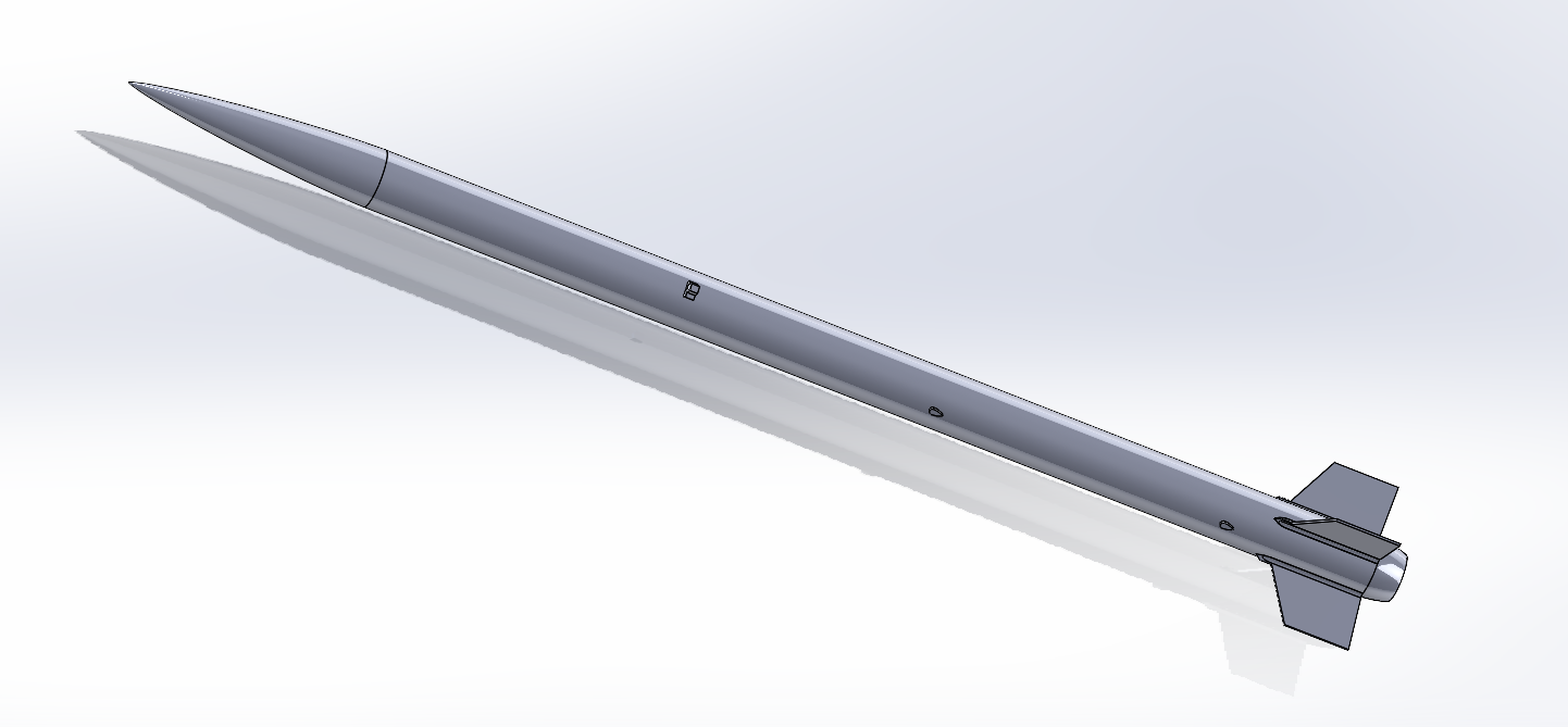 SolidWorks CAD model of the Swamp Launch IREC competition rocket