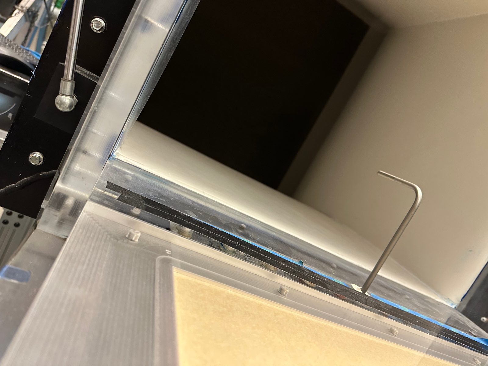 Close-up of the sting mount inside the wind tunnel test section