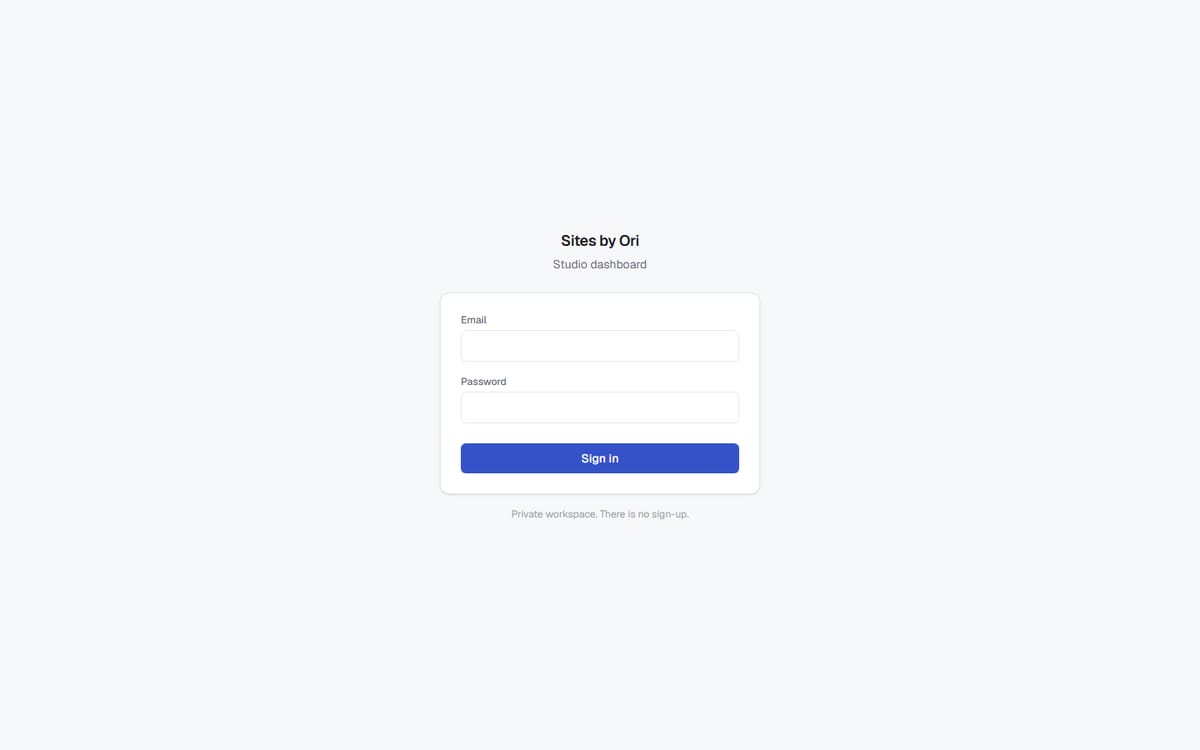 Screenshot of Sites by Ori dashboard